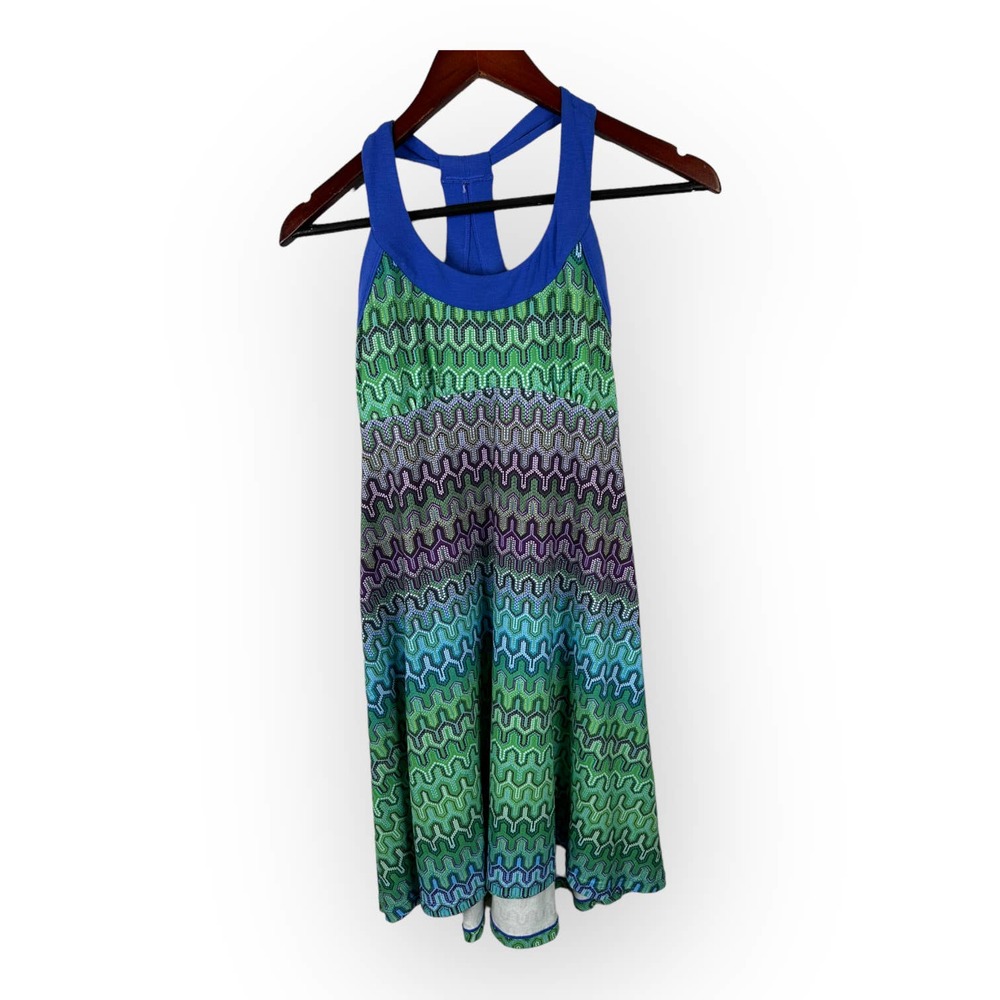 Prana Women's size XS Cali Tank Racerback Geometric Blue Green Dress